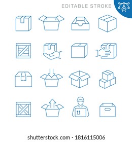 Box related icons. Editable stroke. Thin vector icon set