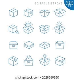 Box related icons. Editable stroke. Thin vector icon set