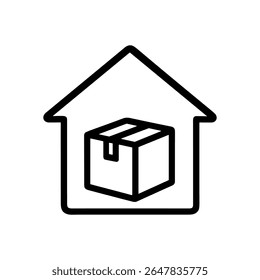 A caixa fica em segurança dentro de casa. Ilustração de símbolo de ícone