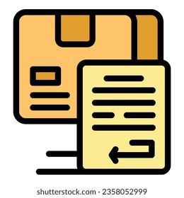Box return icon outline vector. Service delivery. Parcel order color flat