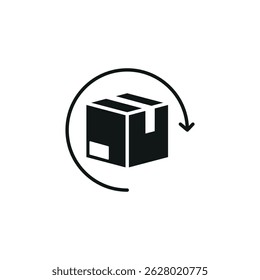 Box return icon. Simple parcel return icon for delivery, logistics, and e-commerce design. Vector illustration.