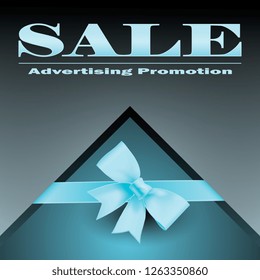 Box with ribbon bow on the eve of sales. Vector graphics