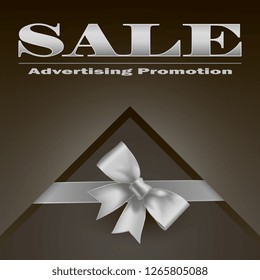 Box with ribbon bow on the eve of sales. Vector graphics