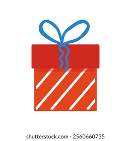 Box with ribbon, gift in a package, bright color picture, transparent background.