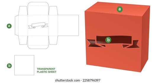 Box with ribbon window die cut template