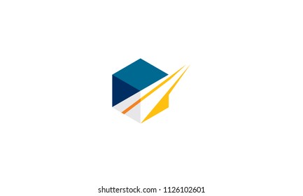 box and road logo icon vector