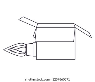 box with rocket isolated icon