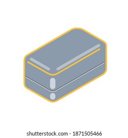 Caja con esquinas redondeadas en vista isométrica. Icono de una caja rectangular para almacenar y cargar cosas. Vector de estilo simple.