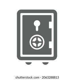 Caja, segura, icono bancario. Gráficos vectoriales grises.