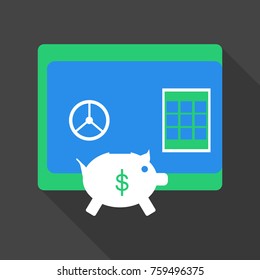 box safe money security bag money dollar outline with safe pig