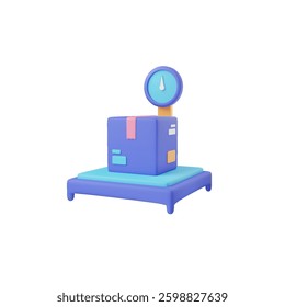 The "Box Scale 3D Icon" is a sleek, high-quality vector design featuring a box and scale. Ideal for e-commerce, shipping, and logistics applications. Fully customizable and scalable for various