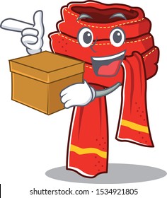 With box scarf mascot isolated in the cartoon