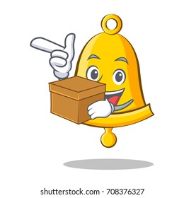 With box school bell character cartoon