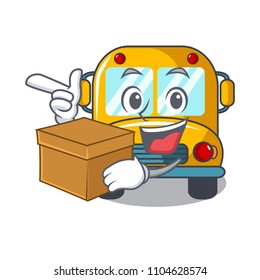 With box school bus character cartoon