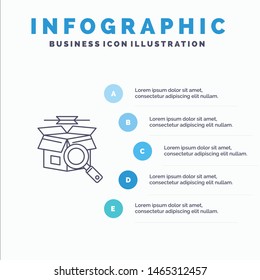 Box, Search, Online Search, E Shopping Line icon with 5 steps presentation infographics Background. Vector Icon Template background