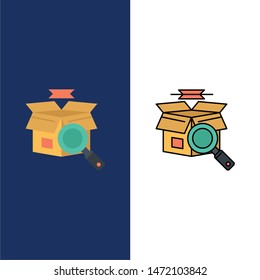 Box, Search, Online Search, E Shopping  Icons. Flat and Line Filled Icon Set Vector Blue Background