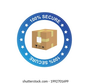Box with security shield thin line icon, delivery and logistics symbol, Guaranteed parcel delivery vector sign on white background, delivery pack and logistic protection icon, Vector