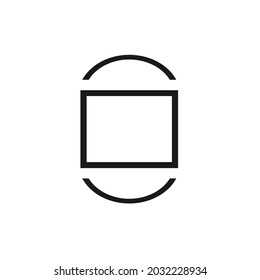 a box with a semi-circle above and below