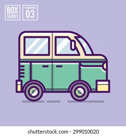 Box series : "vehicle" illustration for printing, website, logo or symbol