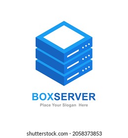 Box server logo template vector. Suitable for business, technology, computing and education