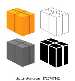 Box set. Cardboard box. The package. Vector illustration isolated on a white background for design and web.
