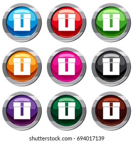 Box set icon isolated on white. 9 icon collection vector illustration