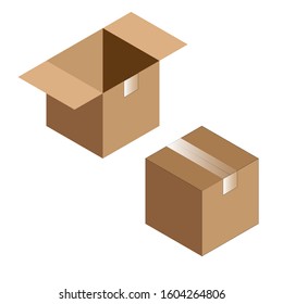 Box set in white background illustration. EPS10 Vector. Boxes vector project.