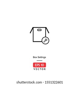 Box Setting Icon. Ecommerce Isolated On White Background. With Line Style. Packing Icon. EPS10 - Vector