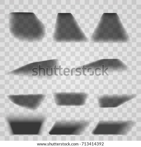 Box shadow set transparent with soft edges isolated on transparent  background. 
