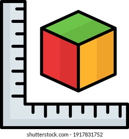 Box shape measurement for 3d printing concept vector color icon design,  additive manufacturing Symbol on white background