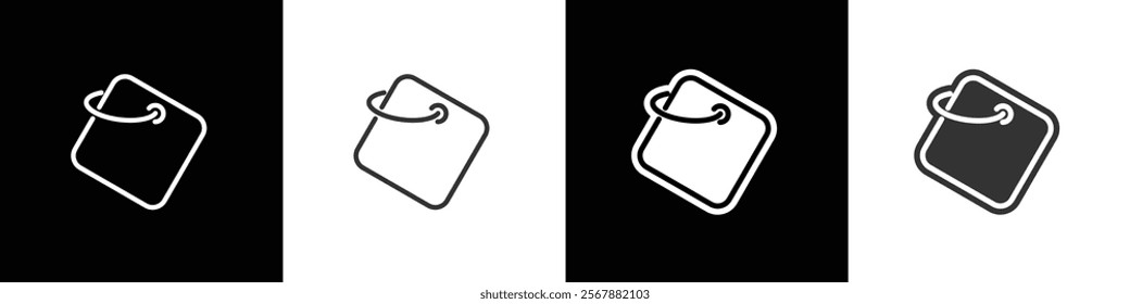 Box shape price tag line and flat icon. Price tag icon vetor illustration in black white and transparent background. Eps10