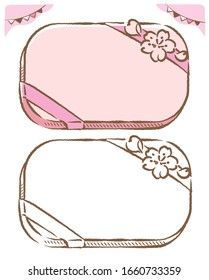 Box shaped frames with cherry blossoms. Vector illustration.
