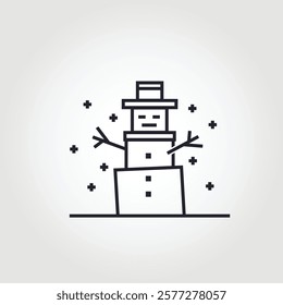 box shaped snowman icon in flat style vector image