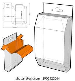 Box with Shelf Hanger Hole and Die-cut Pattern. The .eps file is full scale and fully functional. Prepared for real cardboard production.