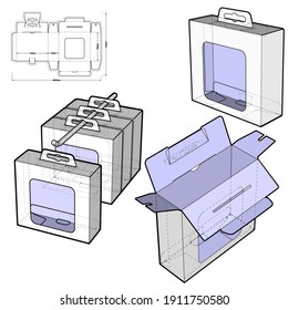 Box with Shelf Hanger Hole and Die-cut Pattern. The .eps file is full scale and fully functional. Prepared for real cardboard production.