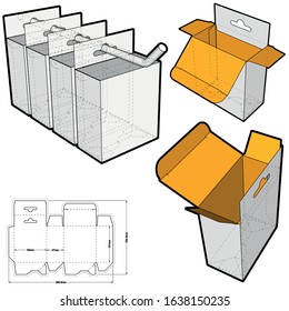 Box with Shelf Hanger Hole (Internal measurement 9 x 4,7 + 10cm) and Die-cut Pattern. The .eps file is full scale and fully functional. Prepared for real cardboard production.