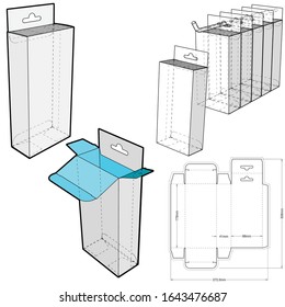 Box with Shelf Hanger Hole (Internal measurement 8.8 x 4,1 + 17.9cm) and Die-cut Pattern. The .eps file is full scale and fully functional. Prepared for real cardboard production.