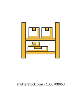 icono del tema amarillo del estante de caja