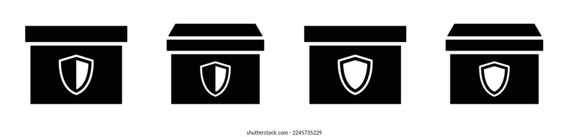 Box and shield icon. Box protection icon, vector illustration