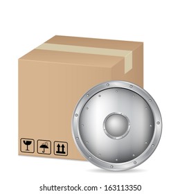 box and shield on a white background.