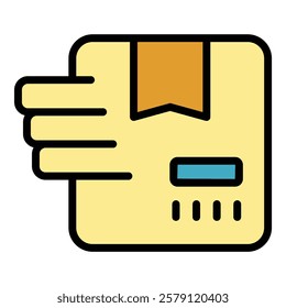 Box shipping icon outline vector. Package delivery. Cargo transport color flat