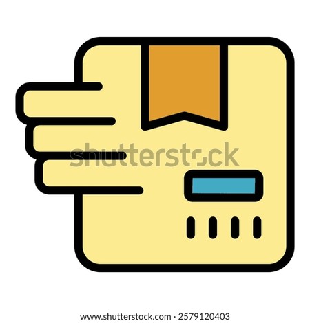 Box shipping icon outline vector. Package delivery. Cargo transport color flat