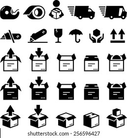 Box and shipping supplies icons