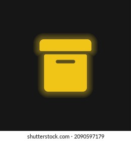 Box Side View yellow glowing neon icon