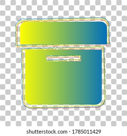 Marca de caja. Icono de degradado de azul a verde con cuatro contornos de ancho sobre fondo transparente elegante. Ilustración.
