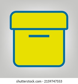 Box sign. Icon in colors of Ukraine flag (yellow, blue) at gray Background. Illustration.