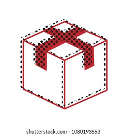 Box sign illustration. Vector. Brown icon with shifted black circle pattern as duplicate at white background. Isolated.