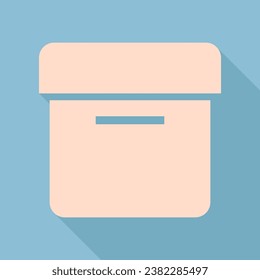 Marca de caja. Icono de seda crudo con una sombra muy larga en el fondo azul cielo oscuro. Ilustración.