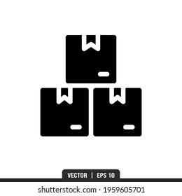 Box Silhouette icon vector, illustration logo template in trendy style. Suitable for many purposes.