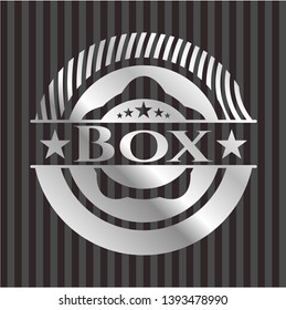Box silver badge or emblem. Vector Illustration. Mosaic.